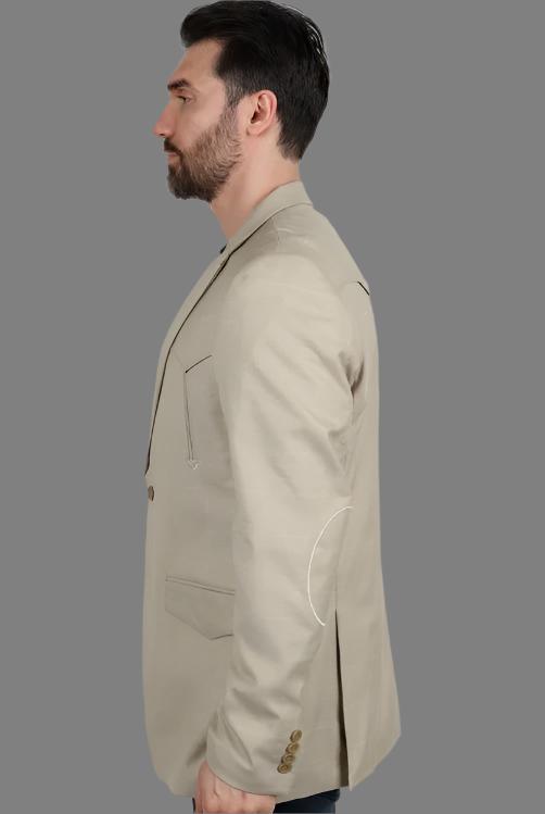 Men's Western Sport Coat with Elbow Patch  Beige | BLZ10124