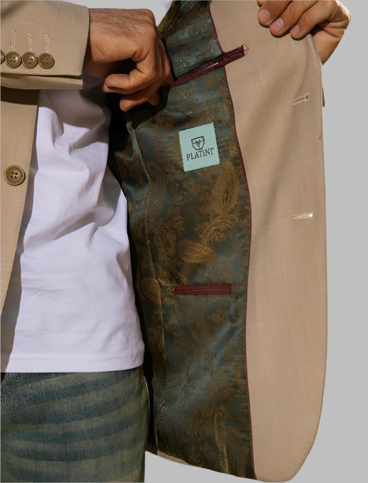 Men's Western Sport Coat with Elbow Patch  Beige | BLZ10124