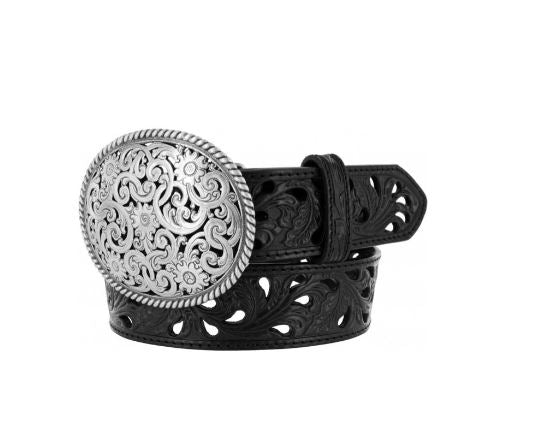 Tony Lama Women's Black Pierced Filigree Trophy Belt | C50023