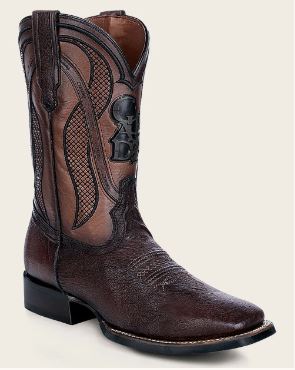 Woven ostrich Brown Western Boot