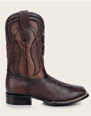 CUADRA Brown Ostrich Laser Woven Square Toe | CU864