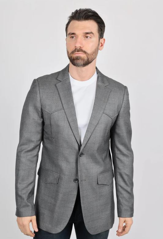 Men's Western Sport Coat w/ Elbow Patch Light gray | BLZ10127