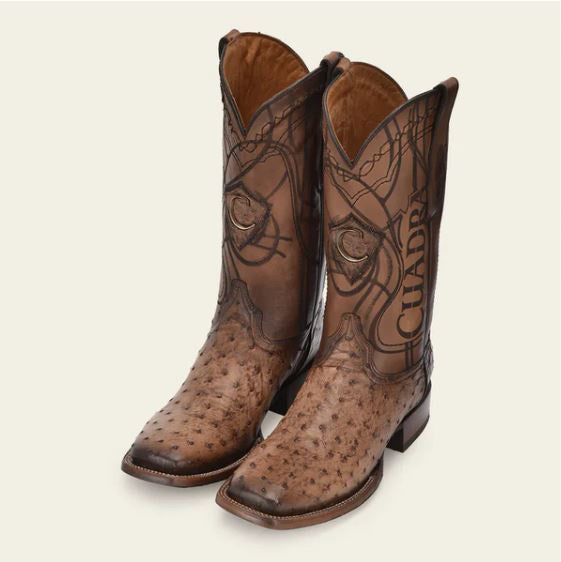 Ostrich Honey Exotic Western Boot