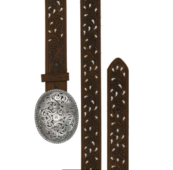 Tony Lama Women's Brown Pierced Filigree Trophy Belt | C50029