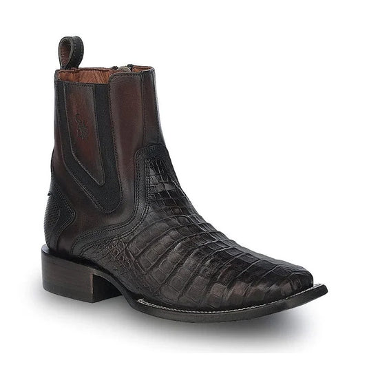 Caiman Zipper and Elastic Brown Boots