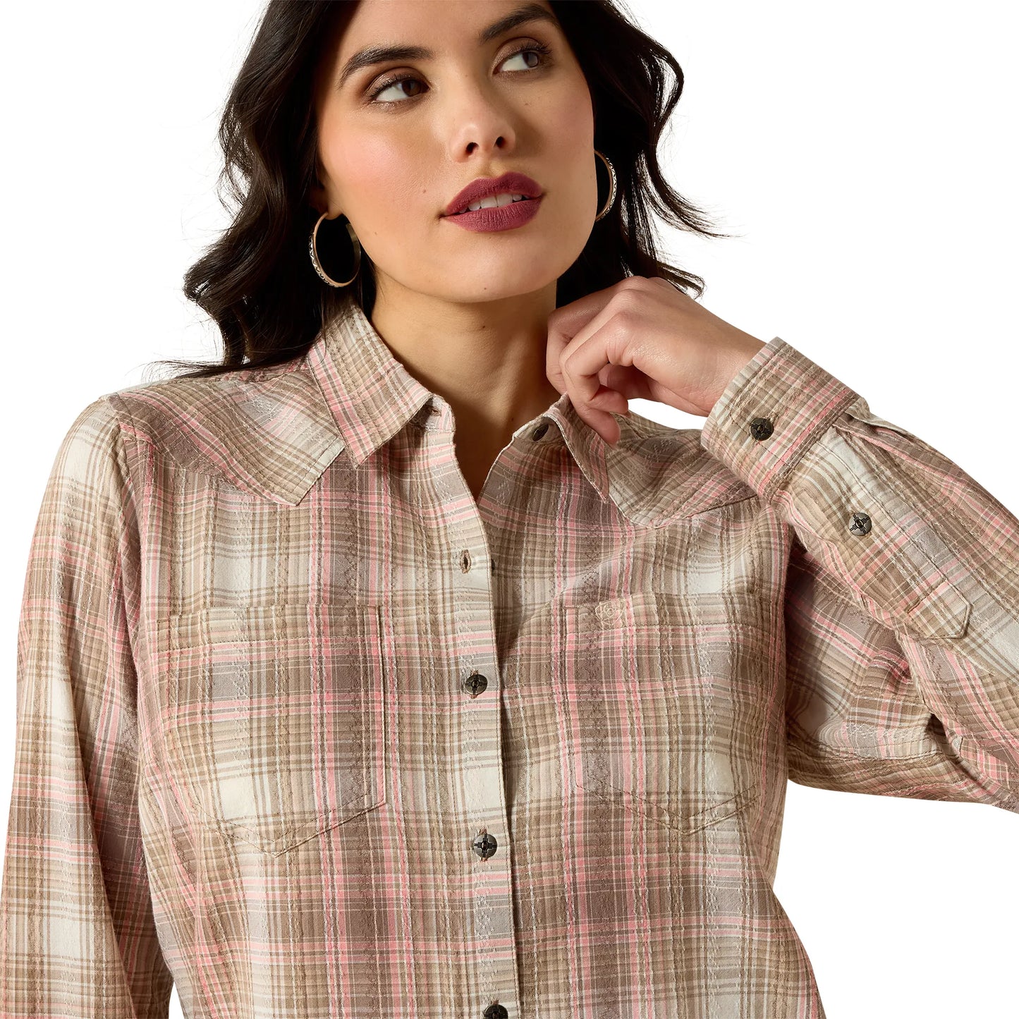 White Pepper Coral Plaid Billie Jean Shirt 10071524