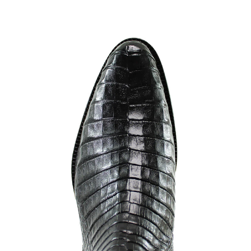 Caiman Round Toe Black Zipper Boots