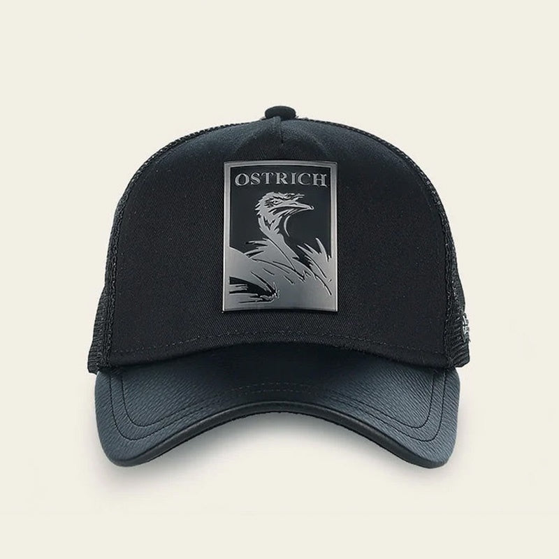 Black Ostrich Patch Cap
