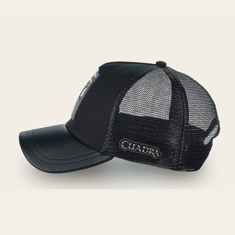 Black Ostrich Patch Cap