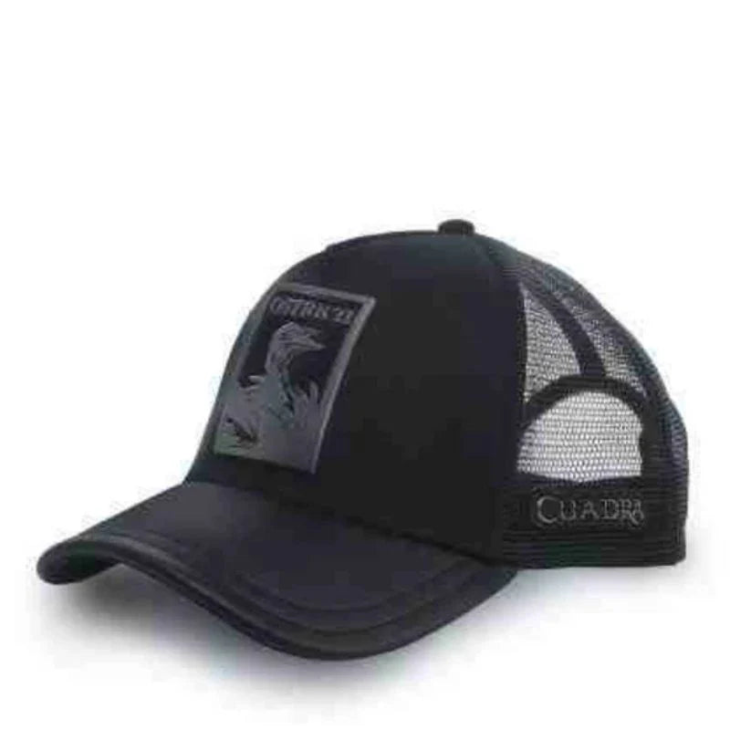 Black Ostrich Patch Cap