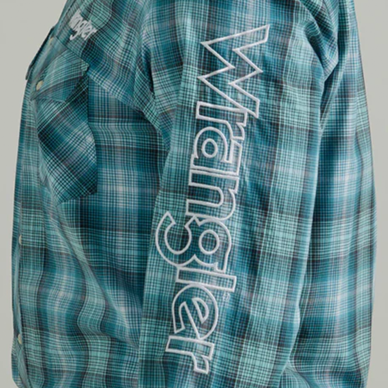 Logo Western Snap Turquoise Shirt