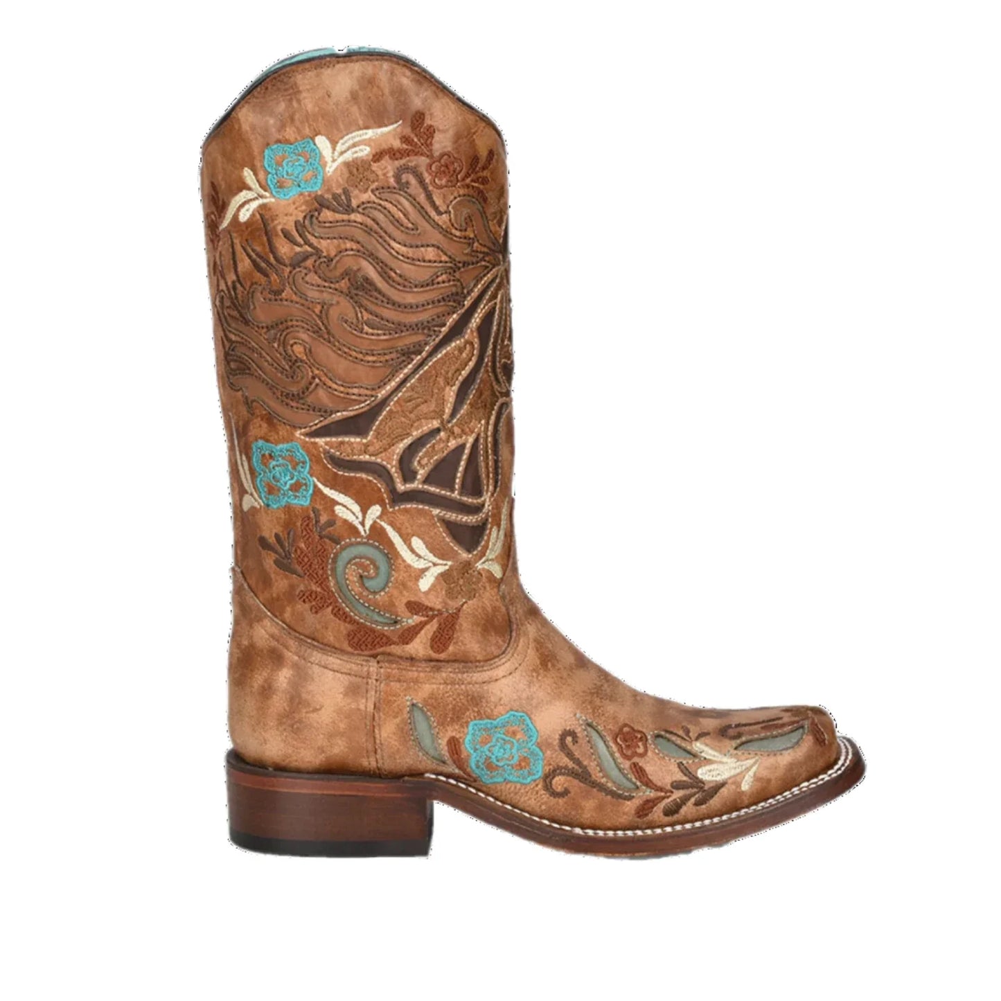 Horse Inlay And Multicolor Embroidery Western Boots | A4266