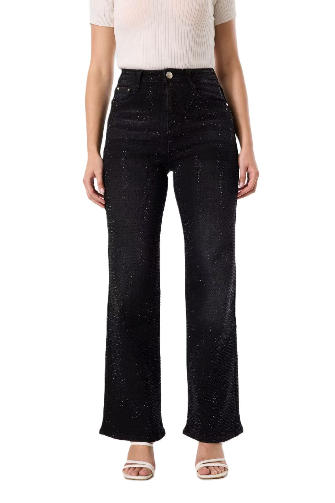 Rhinestone Black Jeans