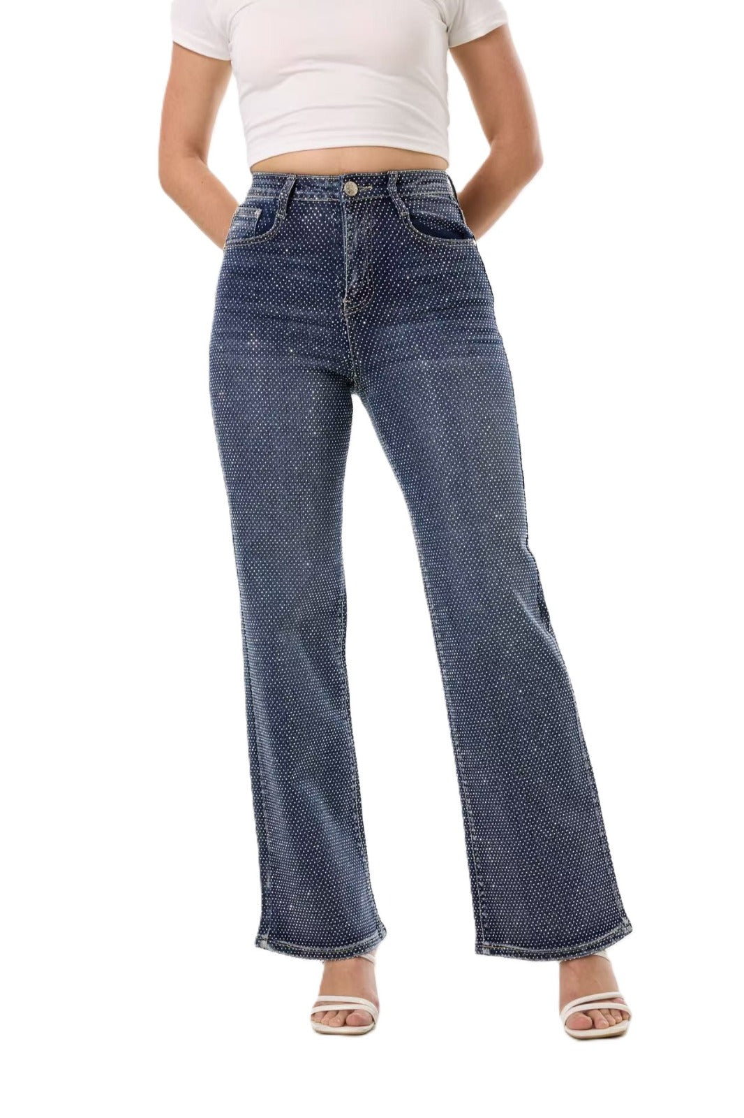Rhinestone Dark Blue Jeans