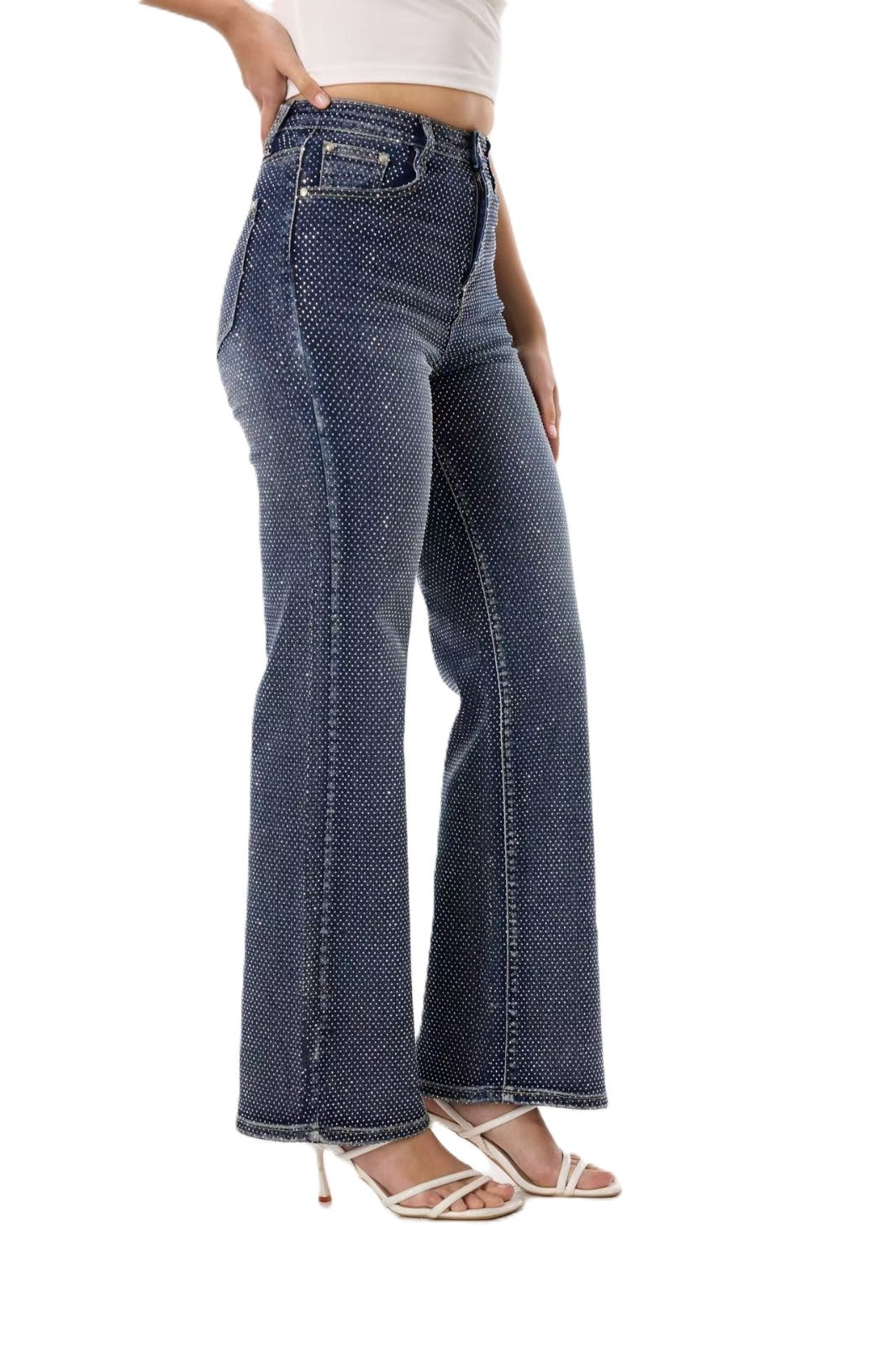 Rhinestone Dark Blue Jeans