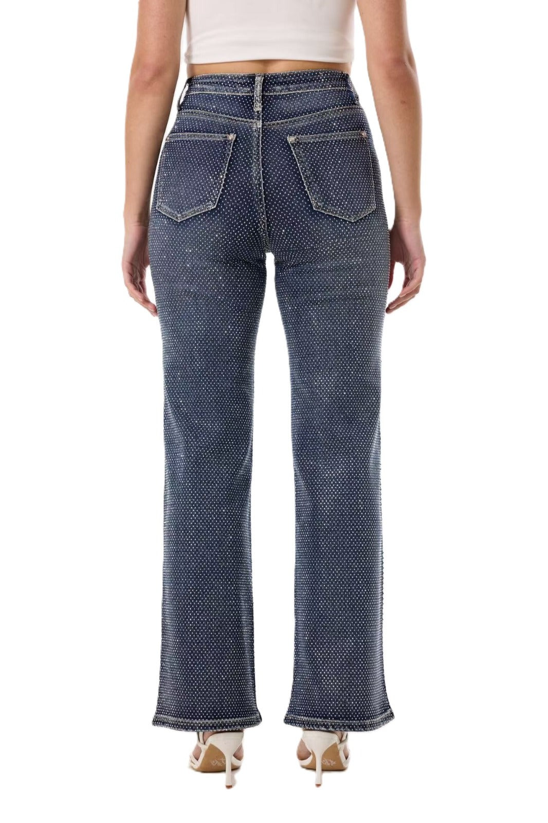 Rhinestone Dark Blue Jeans