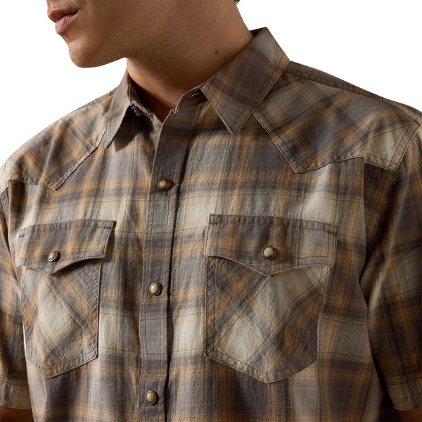 10073574  RETRO HELIX DARK GULL PLAID MENS SHIRT