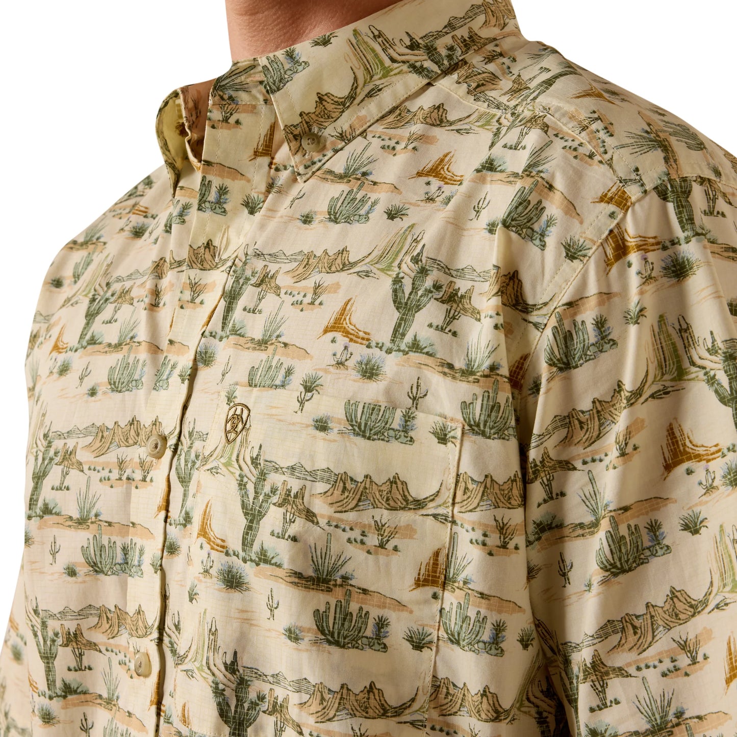 10073530 Sable Almond Oil Scenic Print Classic Fit Shirt
