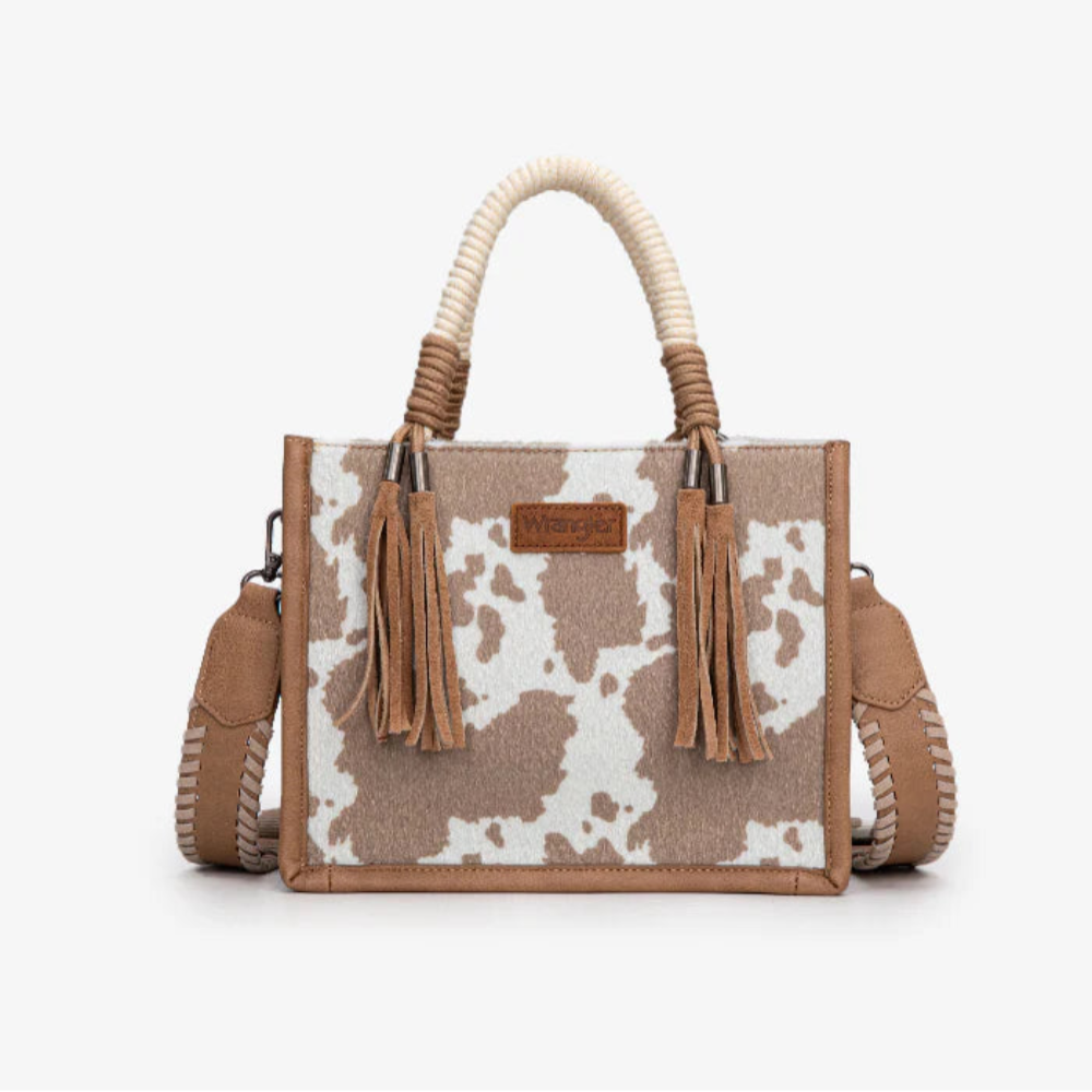 Cow Print Rope Handle Tote Bag