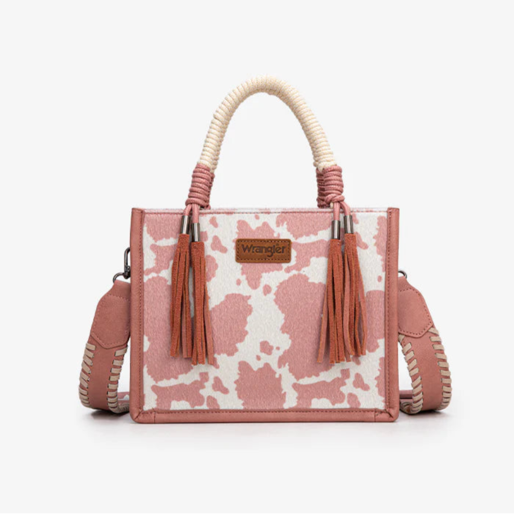 Cow Print Rope Handle Tote Bag