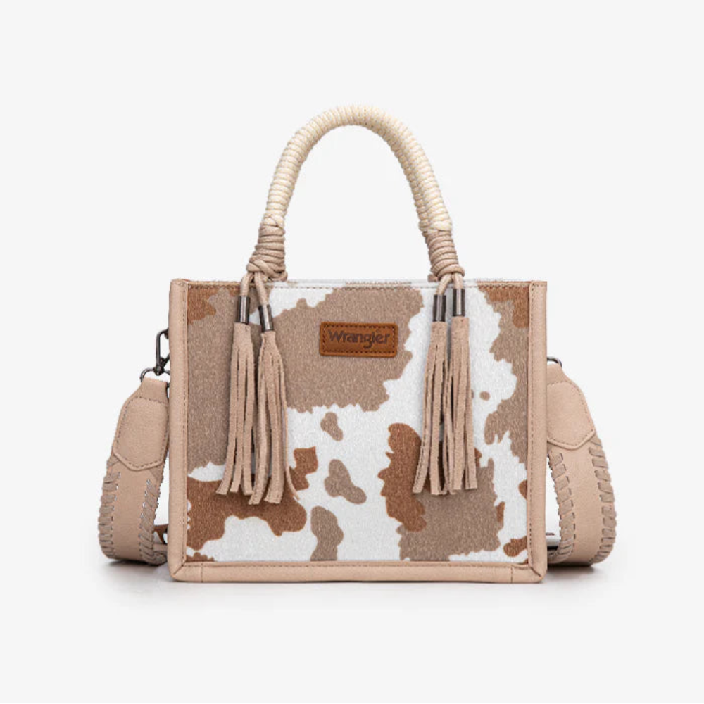 Cow Print Rope Handle Tote Bag