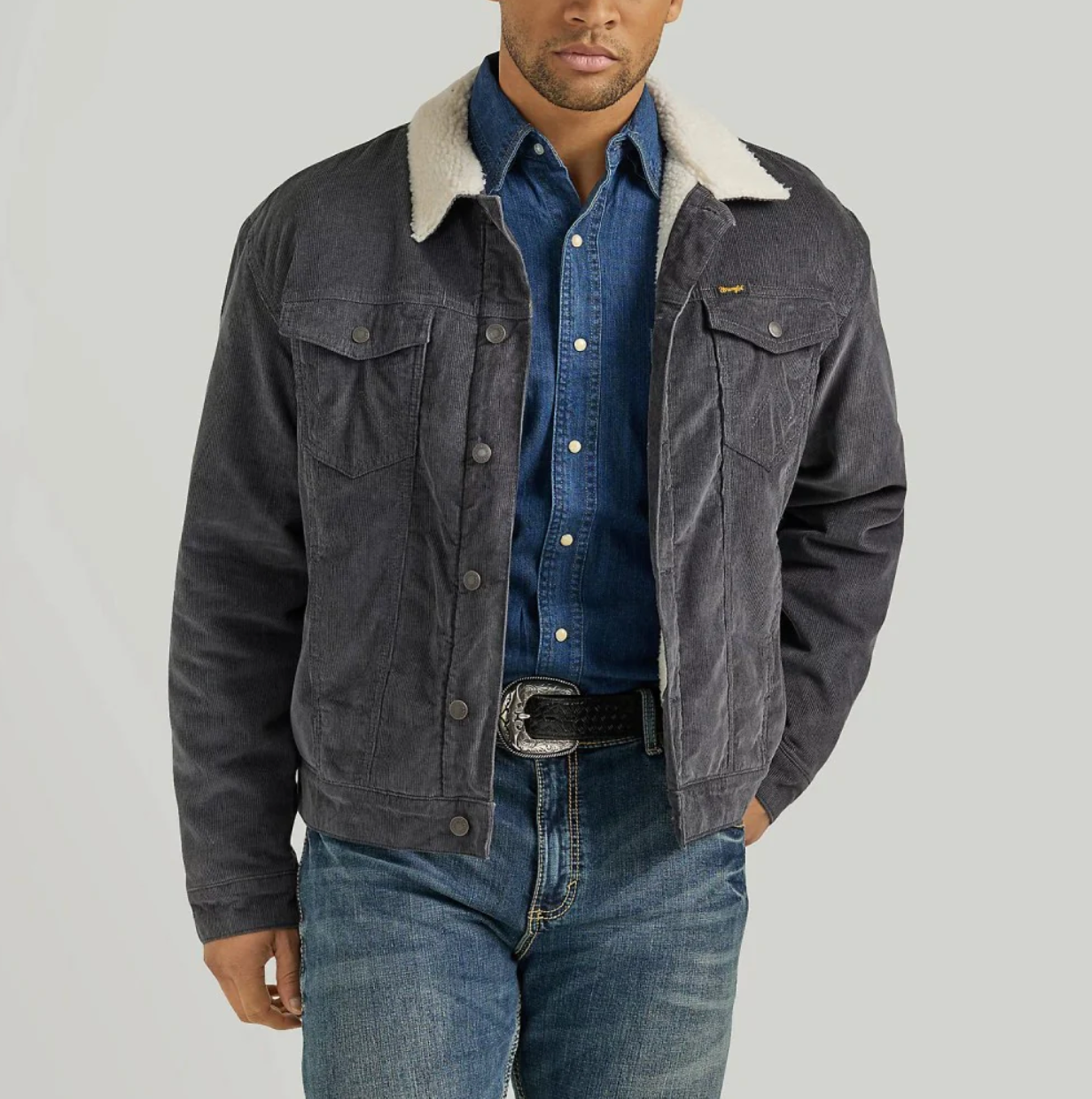 Wrangler Corduroy Sherpa Lined Jacket Gray | 112352865