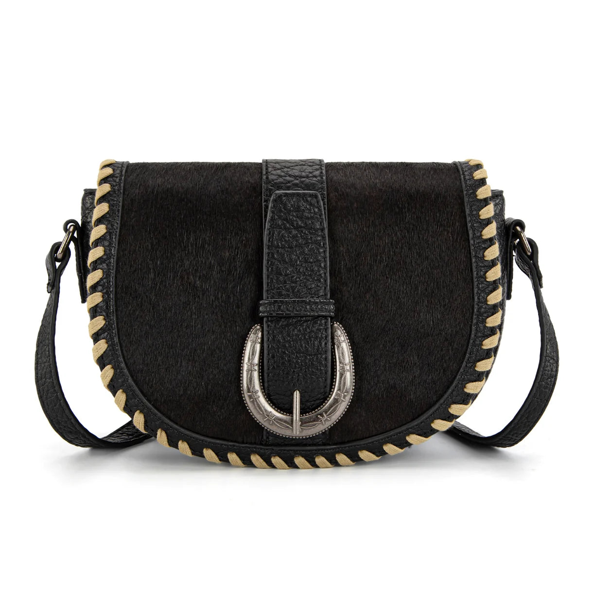 TR204-8360 Trinity Ranch Western Hair-On Cowhide Saddle Crossbody
