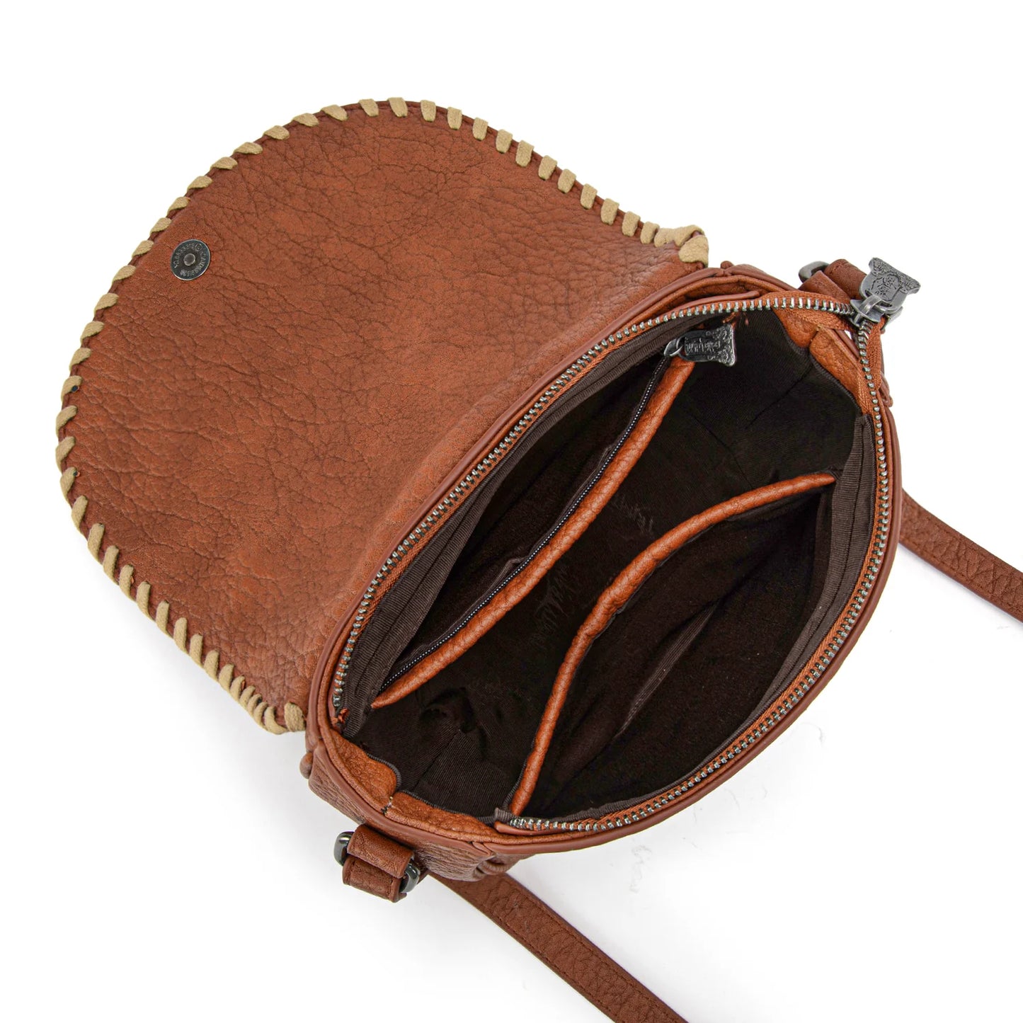 TR204-8360 Trinity Ranch Western Hair-On Cowhide Saddle Crossbody