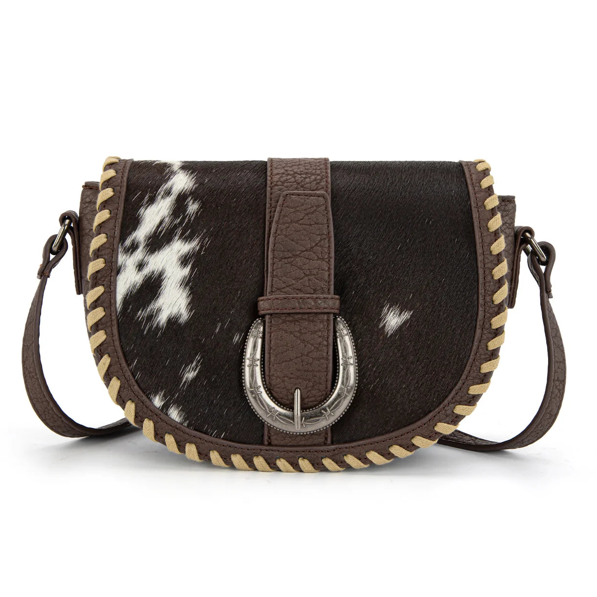 TR204-8360 Trinity Ranch Western Hair-On Cowhide Saddle Crossbody