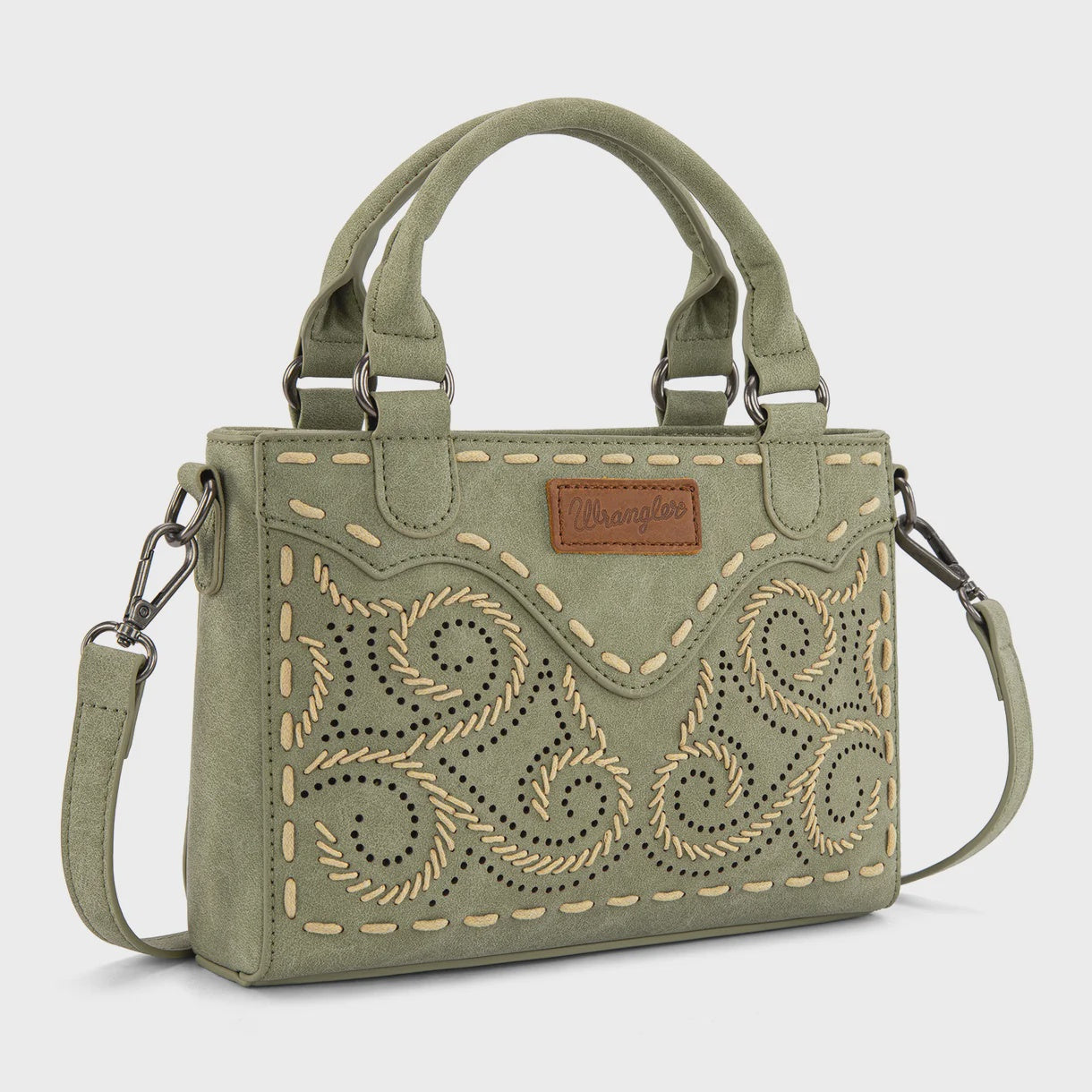 WG337-2003 Embroidered Swirl Crossbody - Green
