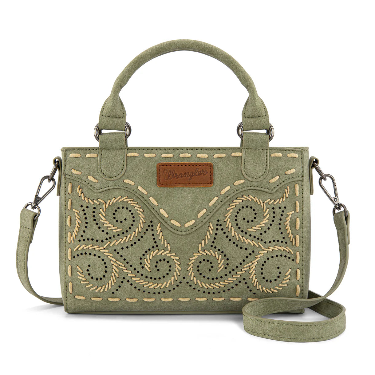 WG337-2003 Embroidered Swirl Crossbody - Green