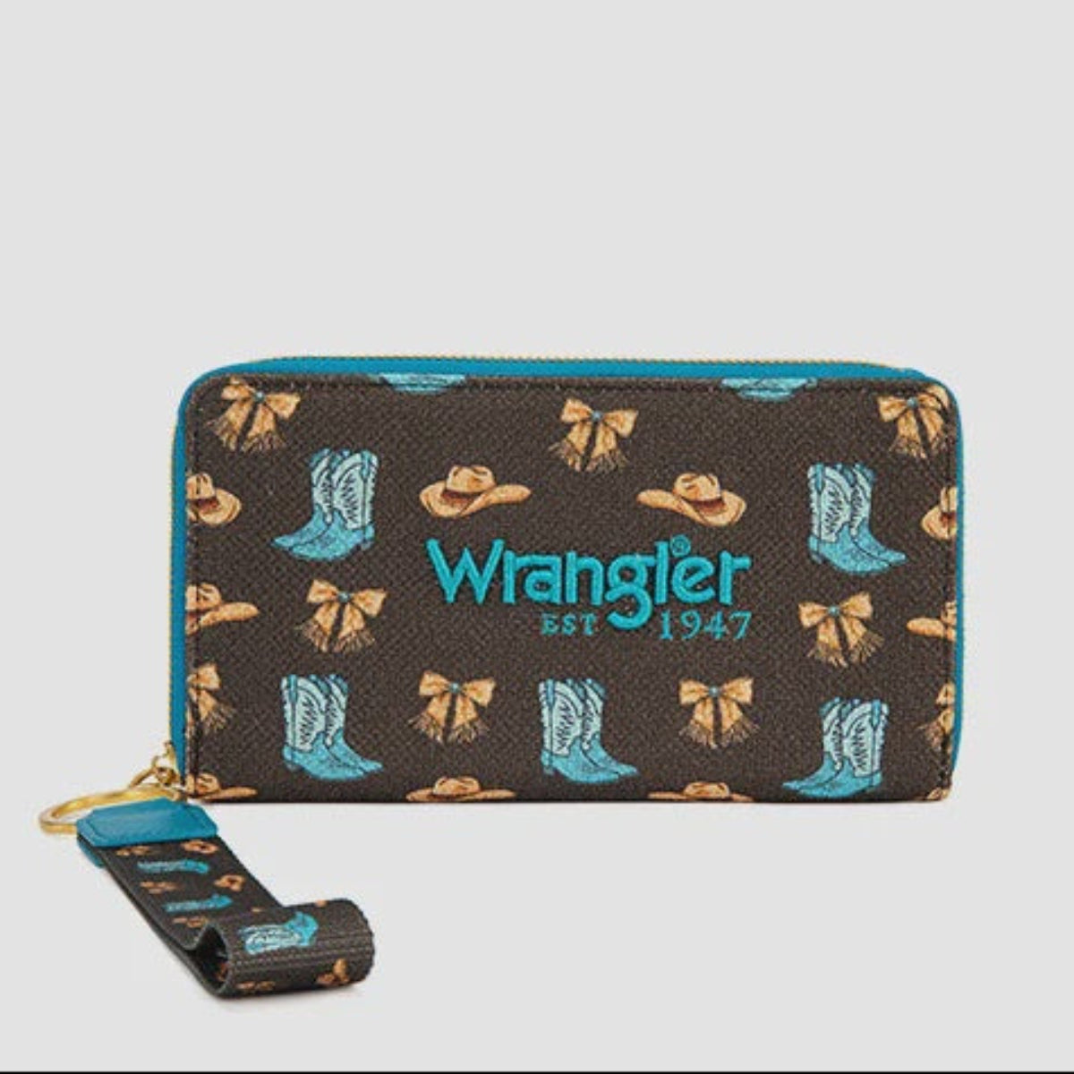 WG524-W006 NEW ARRIVAL Wrangler Rodeo Icons Western Zip Around Wallet