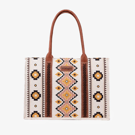 Aztec Print Canvas Wide Tote