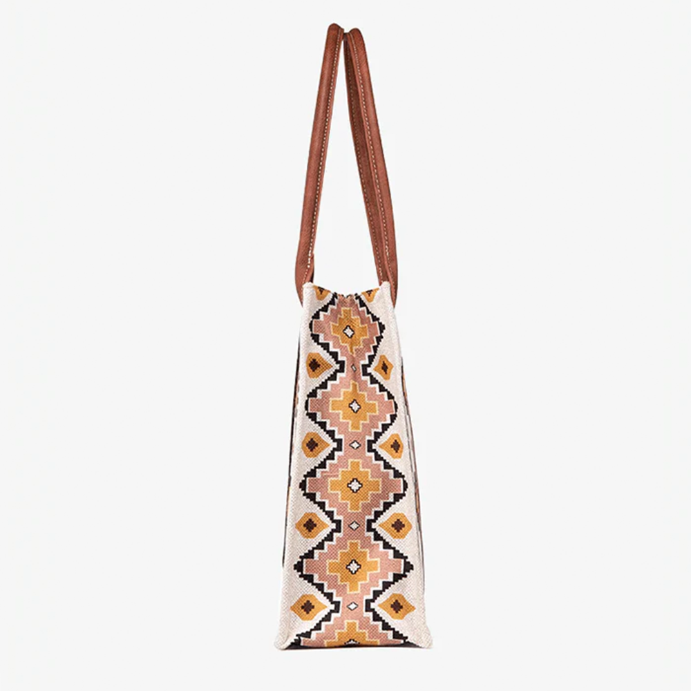 Aztec Print Canvas Wide Tote
