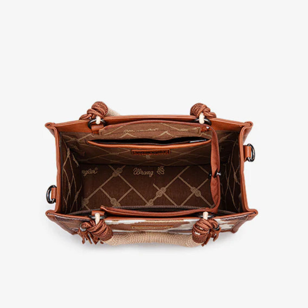 Cow Print Rope Handle Tote Bag