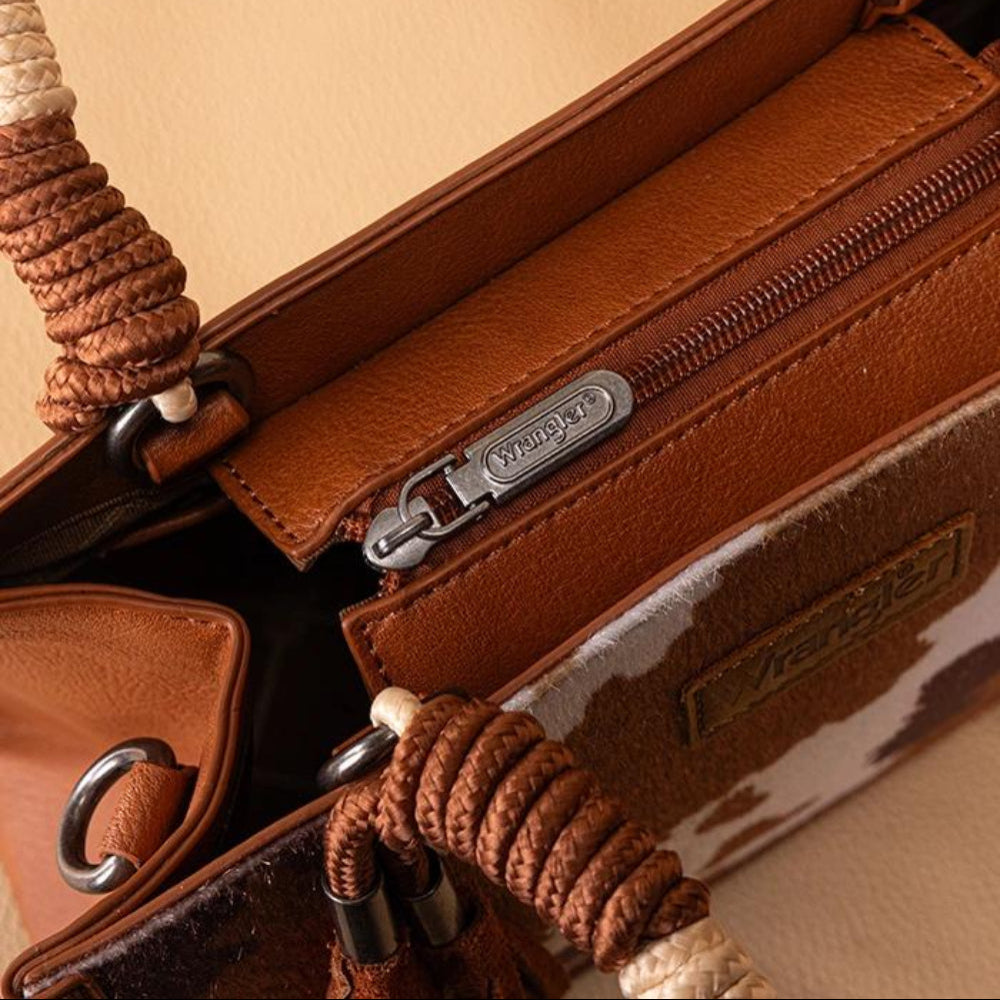 Cow Print Rope Handle Tote Bag