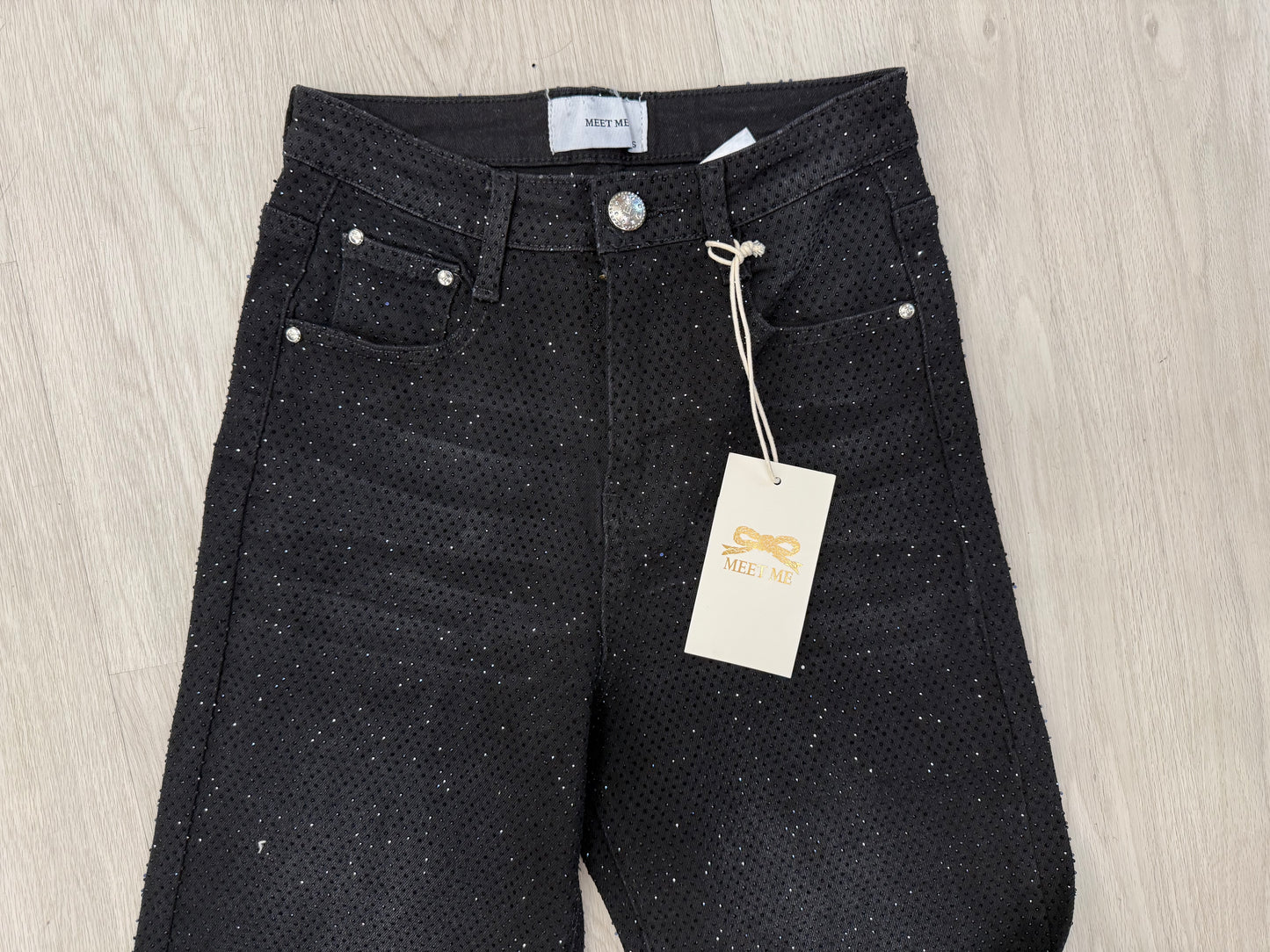 Rhinestone Black Jeans