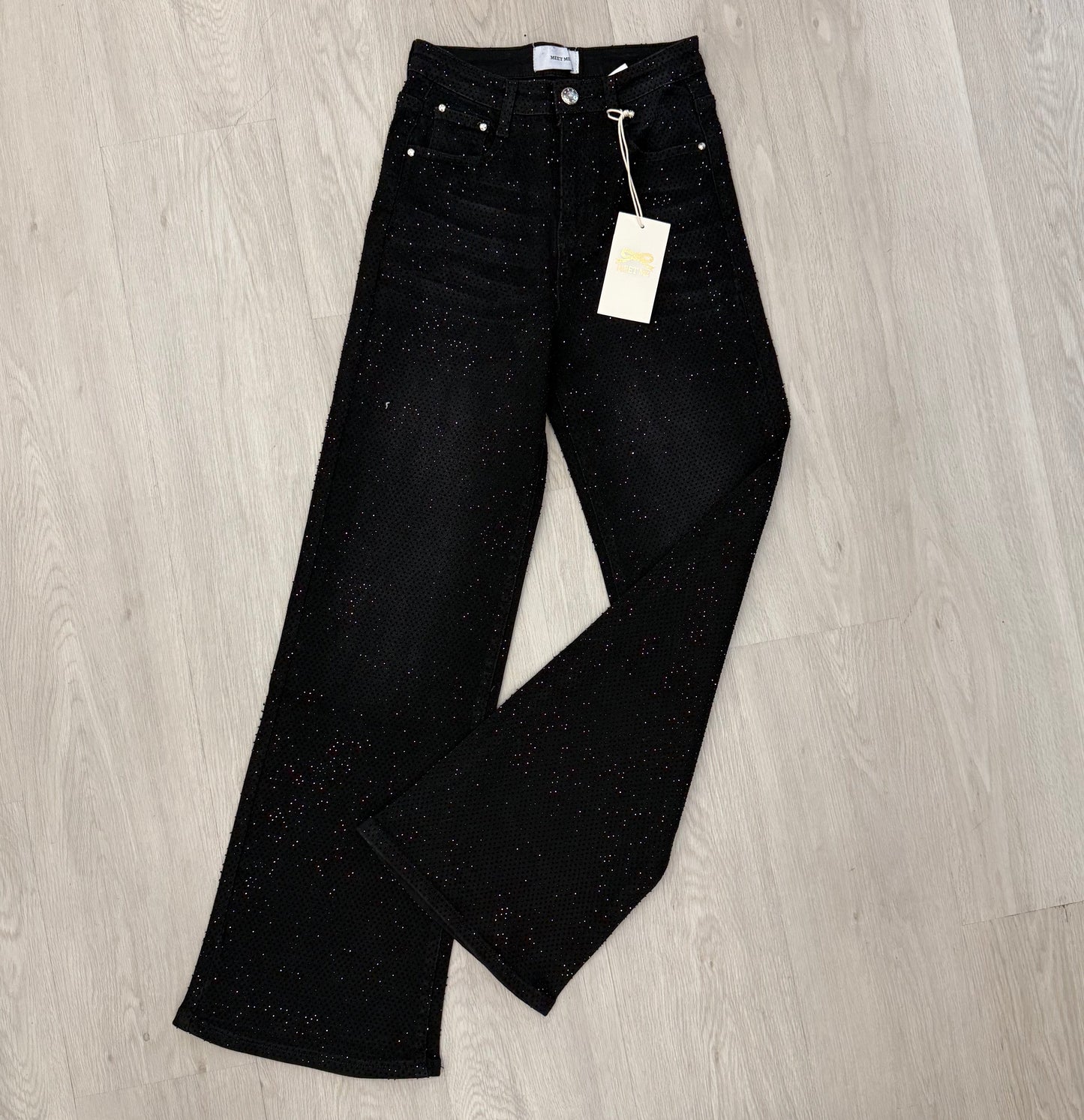 Rhinestone Black Jeans