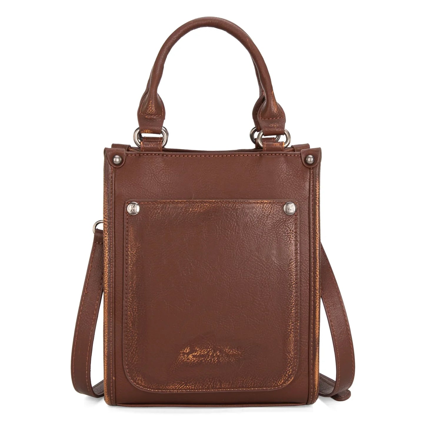 Embroidered Aztec Small Tote/Crossbody - Brown