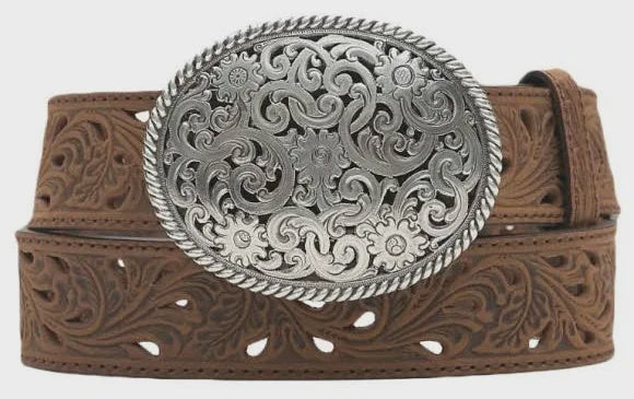 Tony Lama Women's Brown Pierced Filigree Trophy Belt | C50029