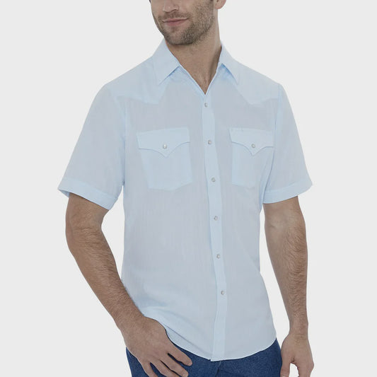 Tonal Light Blue Western Shirt